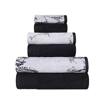 SUPERIOR 6 pc Cotton Solid and Marble Towel Set