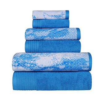 SUPERIOR 6 pc Cotton Solid and Marble Towel Set