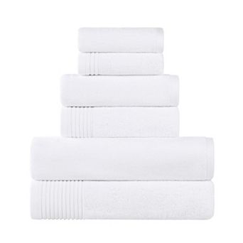 SUPERIOR 6 pc Cotton Solid and Marble Towel Set