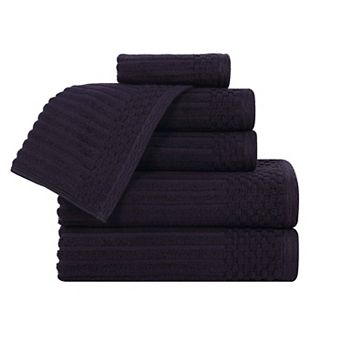 SUPERIOR 6 pc Soho Cotton Absorbent Checkered Border Towel Set