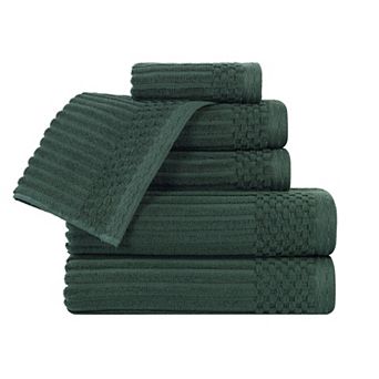 SUPERIOR 6 pc Soho Cotton Absorbent Checkered Border Towel Set