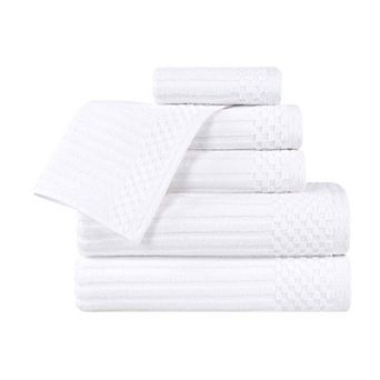 SUPERIOR 6 pc Soho Cotton Absorbent Checkered Border Towel Set