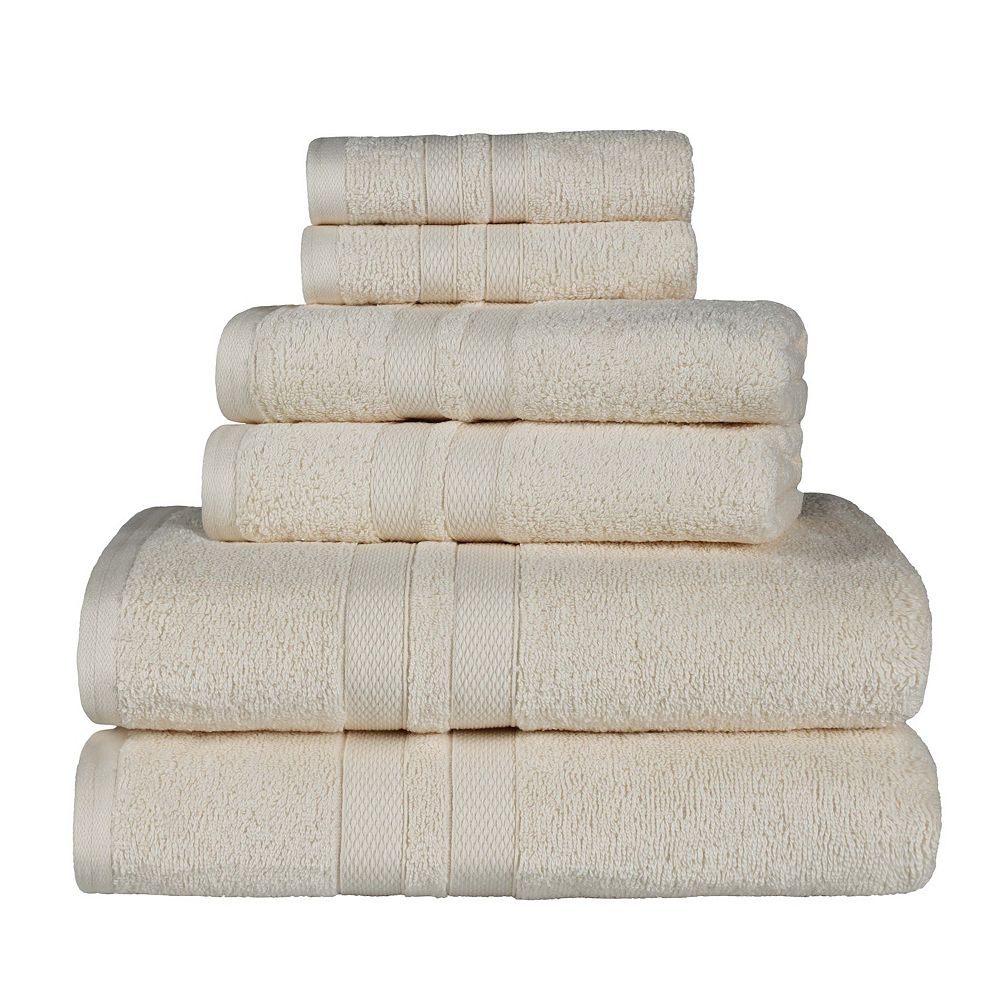 SUPERIOR 6 pc Ultra Soft Combed Cotton Solid Towel Set