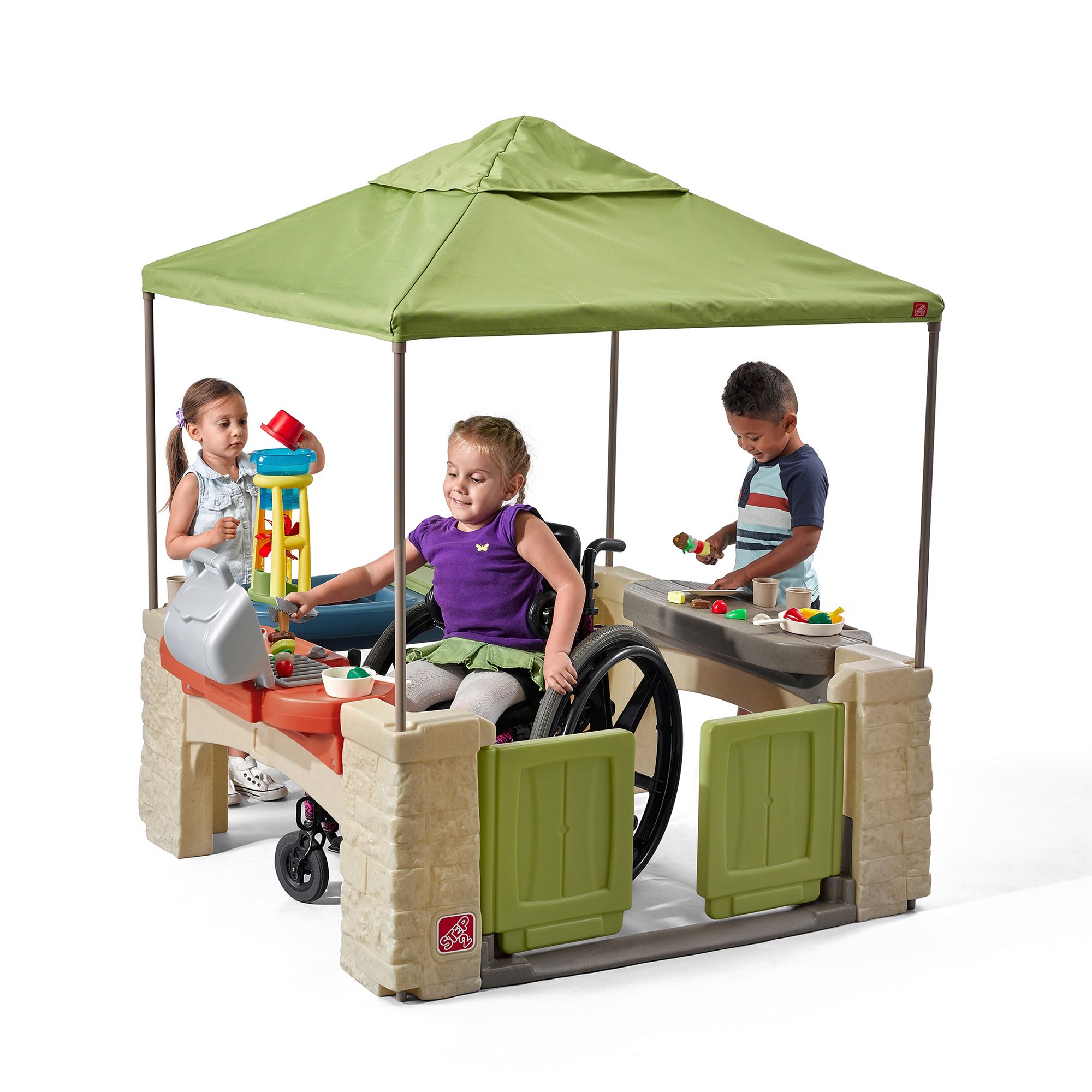 Step2 All Around Playtime Patio Set with Canopy, Green