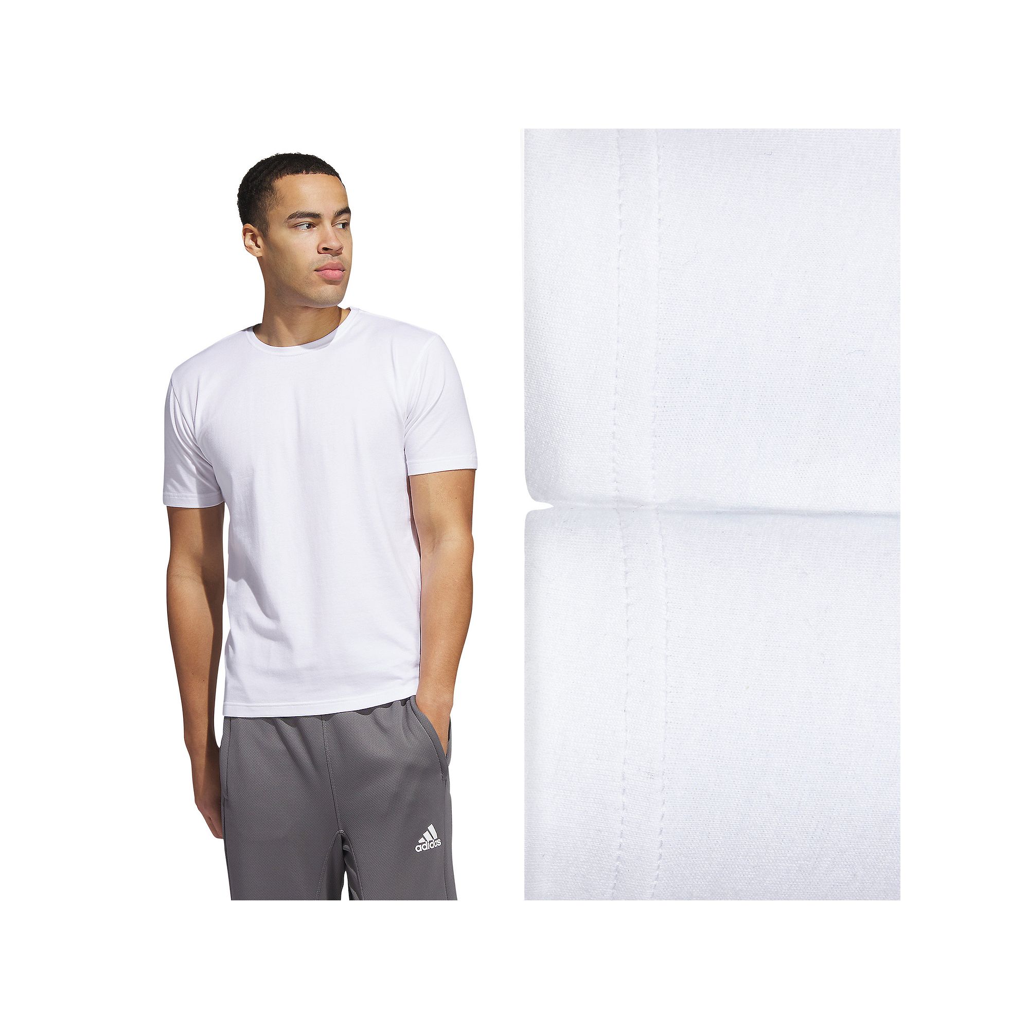 Mens adidas 2-pack Stretch Cotton Crew Tees, Size: Small, White