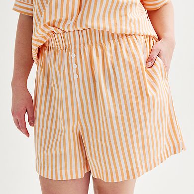 Plus Size Sonoma Goods For Life Striped Poplin Boxer Pajama Shorts