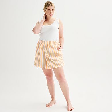 Plus Size Sonoma Goods For Life Striped Poplin Boxer Pajama Shorts