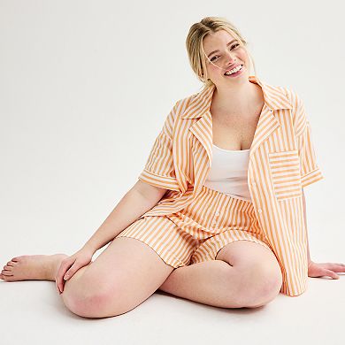 Plus Size Sonoma Goods For Life Striped Poplin Boxer Pajama Shorts