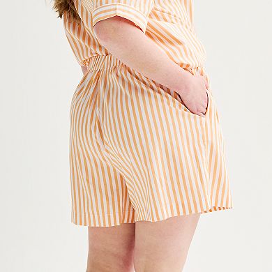 Plus Size Sonoma Goods For Life Striped Poplin Boxer Pajama Shorts