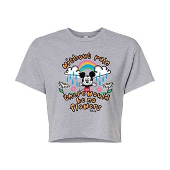 Disney's Mickey Mouse Juniors' Flowers Cropped Tee
