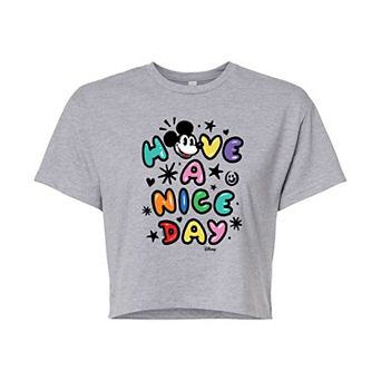 Disney's Mickey Mouse Juniors' Have A Nice Day Cropped Tee