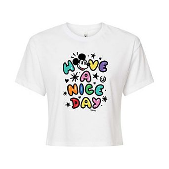 Disney's Mickey Mouse Juniors' Have A Nice Day Cropped Tee