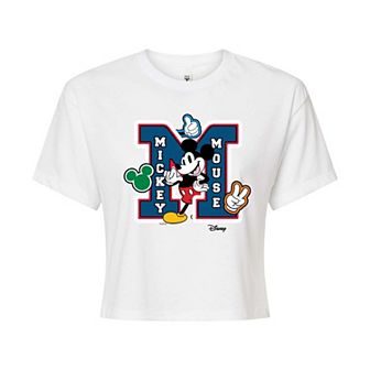 Disney's Mickey Mouse Juniors' Patches Cropped Tee