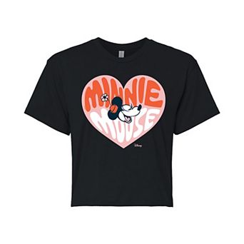 Disney's Minnie Mouse Juniors' Retro Heart Cropped Tee