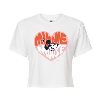 Disney's Minnie Mouse Juniors' Retro Heart Cropped Tee