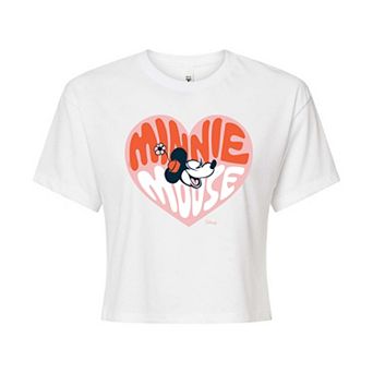 Disney's Minnie Mouse Juniors' Retro Heart Cropped Tee