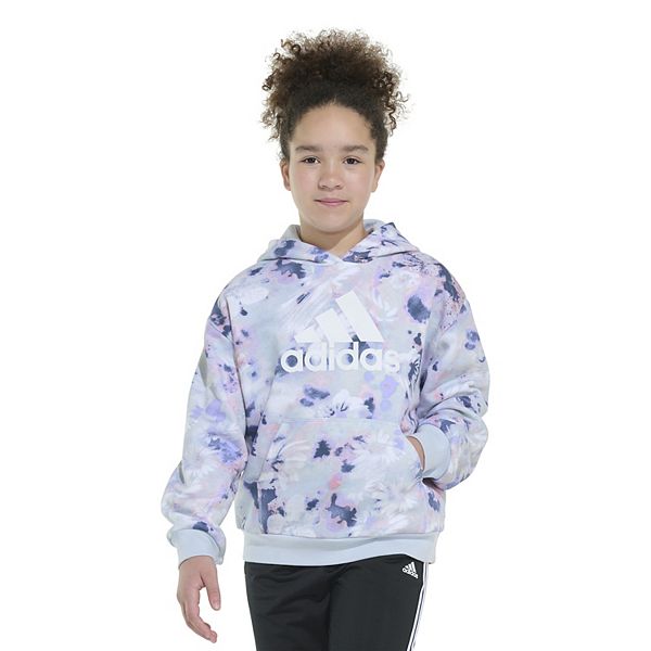 Girls 7-16 adidas Pullover Hoodie in Regular & Plus Size - Blue Multi (SMALL)