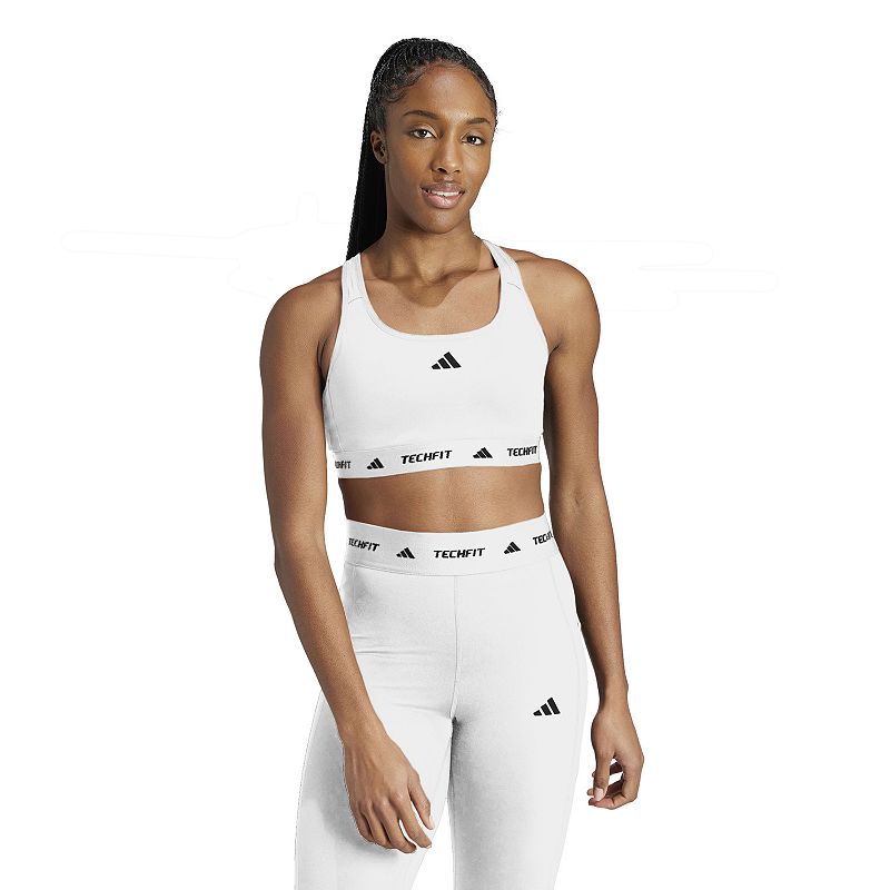 adidas Techfit Training Sports Bra, Women's, Size: Medium, White