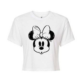 Disney's Minnie Mouse Juniors' Sketch Head Cropped Tee