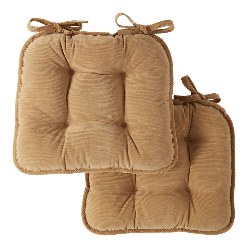 Greendale Home Fashions Indoor Reversible Corduroy Chair Pad (2-Pack)  Buff