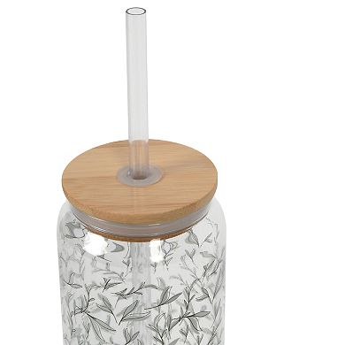 Floral Soda Can Cup with Straw