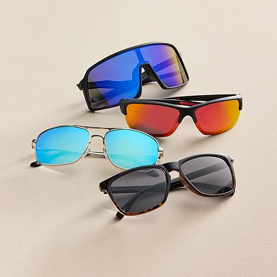 Men's Tek Gear® 70mm Large Plastic Shield Polarized Wrap Sunglasses
