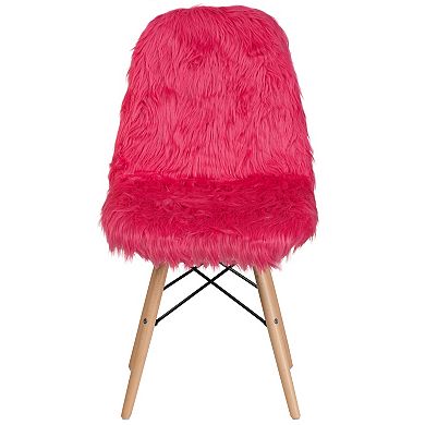 Emma and Oliver Shaggy Dog Hot Pink Accent Chair
