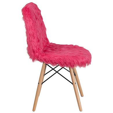 Emma and Oliver Shaggy Dog Hot Pink Accent Chair