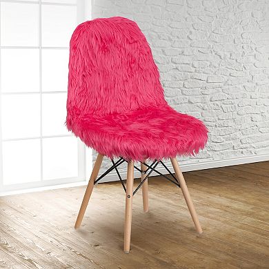 Emma and Oliver Shaggy Dog Hot Pink Accent Chair