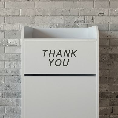 Emma and Oliver Wood Tray Top "Thank You" Restaurant Food Court Receptacle