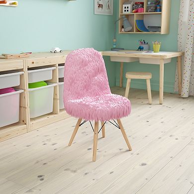 Emma and Oliver Kids Shaggy Dog Accent Chair - Desk Chair - Playroom Chair