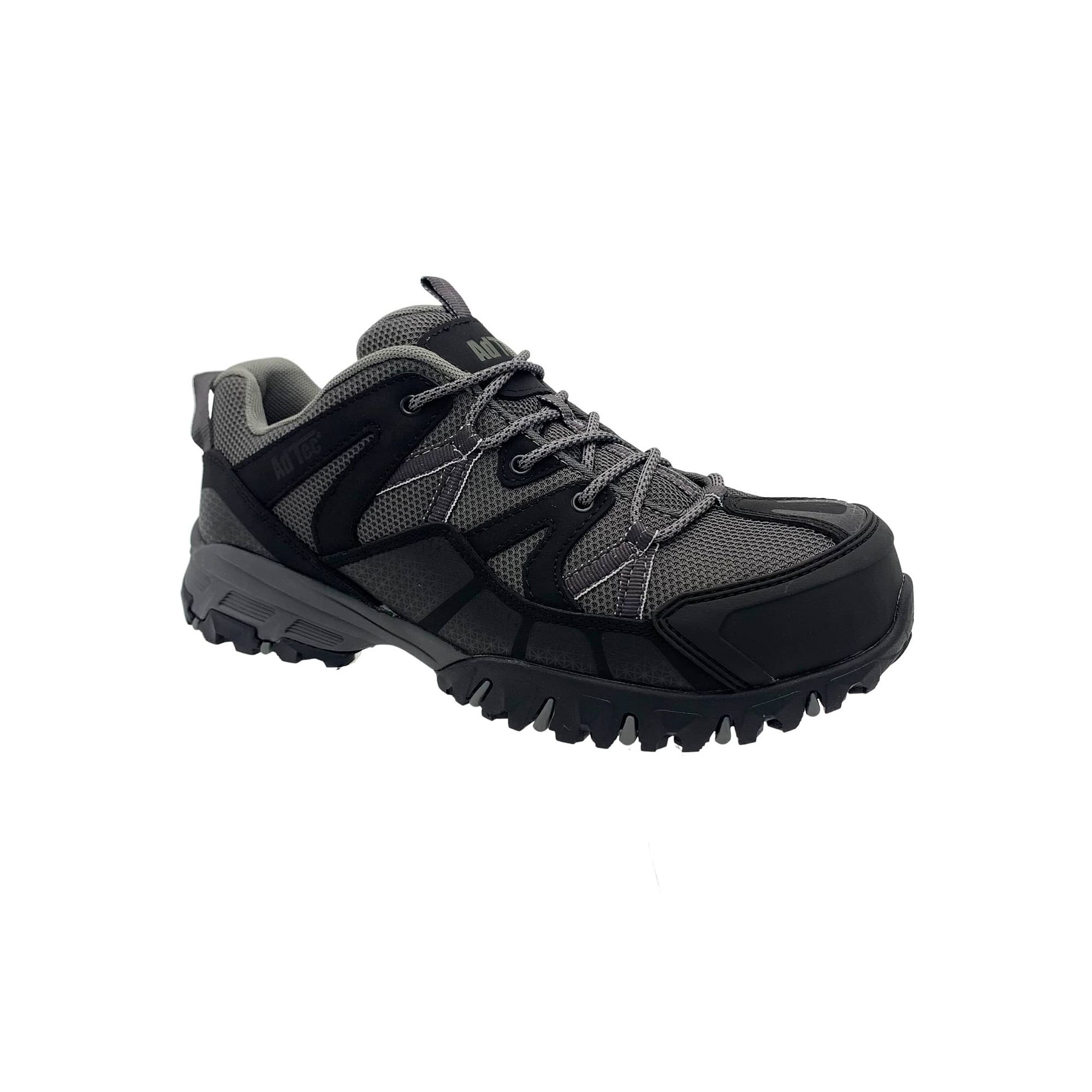 AdTec Mens Cap Toe Work Shoes, Size: 8, Black Gray