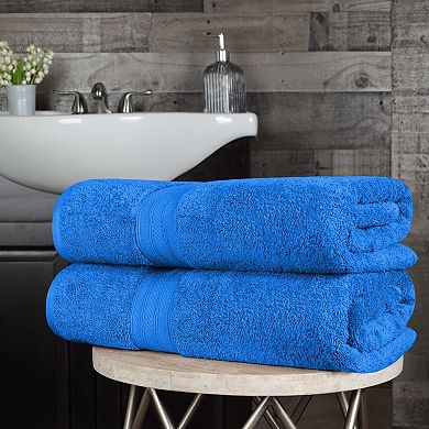 SUPERIOR 2 pc Long Staple Combed Highly-Absorbent Solid Cotton Bath Sheet Set