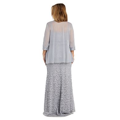 Women's R&M Richards 2-Piece Glitter Lace Dress & Jacket Set