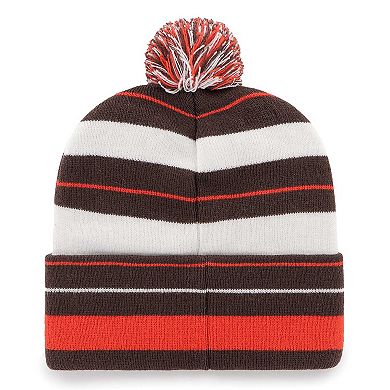 Men's '47 Brown Cleveland Browns Powerline Cuffed Knit Hat with Pom