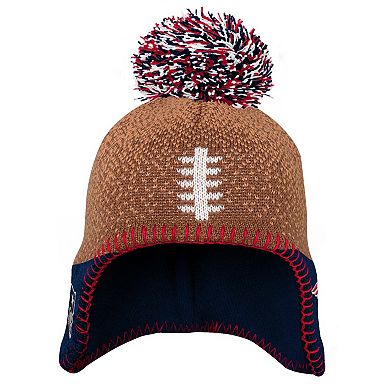 Preschool Brown New England Patriots Football Head Knit Hat with Pom