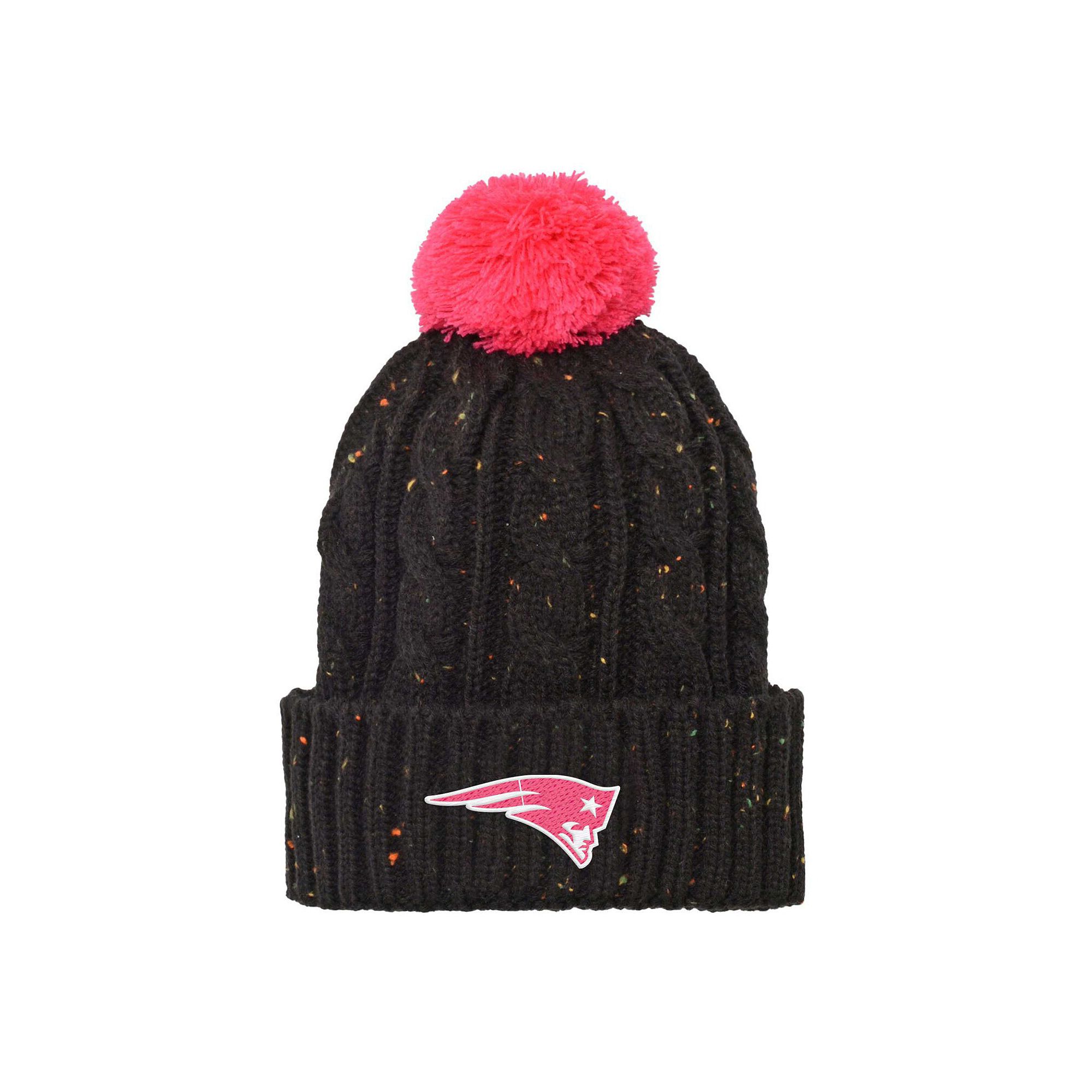 Youth Black New England Patriots Nep Yarn Cuffed Knit Hat with Pom