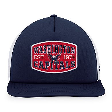 Men's Fanatics Branded Navy/White Washington Capitals Foam Front Patch Trucker Snapback Hat