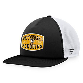 Men's Fanatics Branded Black/White Pittsburgh Penguins Foam Front Patch Trucker Snapback Hat