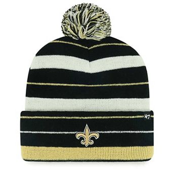 Men's '47 Black New Orleans Saints Powerline Cuffed Knit Hat with Pom
