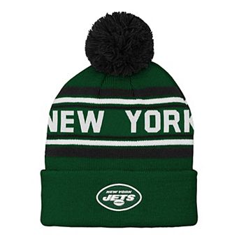 Youth Green New York Jets Jacquard Cuffed Knit Hat with Pom