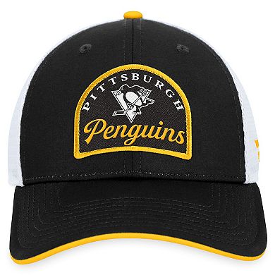 Men's Fanatics Branded Black/White Pittsburgh Penguins Fundamental Adjustable Hat