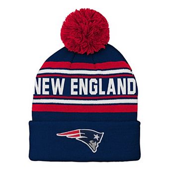 Youth Navy New England Patriots Jacquard Cuffed Knit Hat with Pom