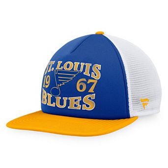 Men's Fanatics Branded Blue/Gold St. Louis Blues Heritage Vintage Foam Front Trucker Snapback Hat