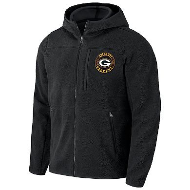 Men's NFL x Darius Rucker Collection by Fanatics Black Green Bay Packers Sherpa Full-Zip Hoodie