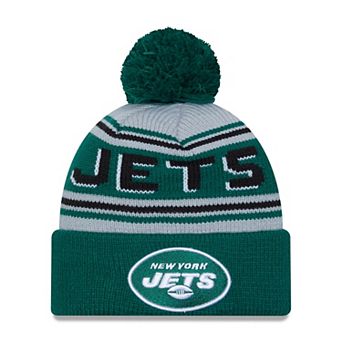Men's New Era Green New York Jets Main Cuffed Knit Hat with Pom
