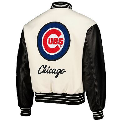 Men's PLEASURES White Chicago Cubs Full-Snap Varsity Jacket