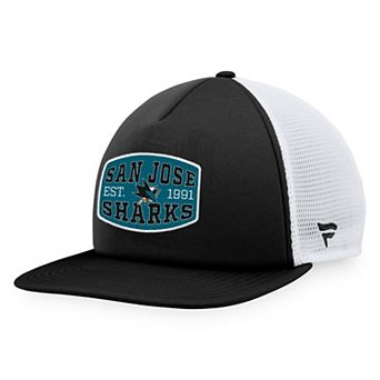Men's Fanatics Branded Black/White San Jose Sharks Foam Front Patch Trucker Snapback Hat