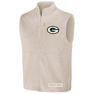 Men's NFL x Darius Rucker Collection by Fanatics  Oatmeal Green Bay Packers Full-Zip Sweater Vest