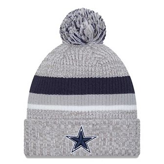 Youth New Era Heather Gray Dallas Cowboys Cuffed Knit Hat with Pom